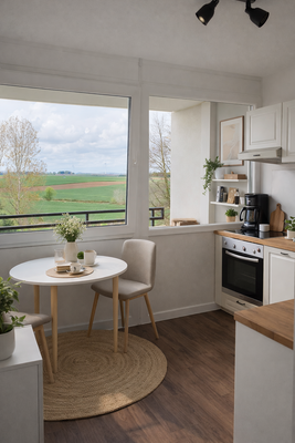 Küche mit Ausblick ins Grüne