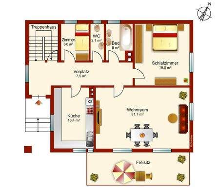 Grundriss der Wohnung