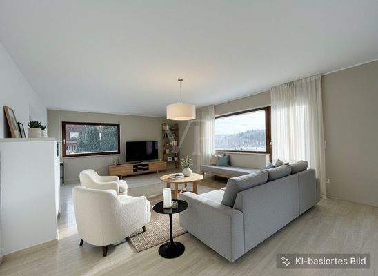 Wohnzimmer KI möbliert