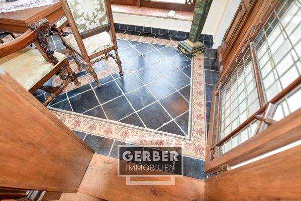 EG Boden Blausteinplatten mit Fliesen Wintergarten