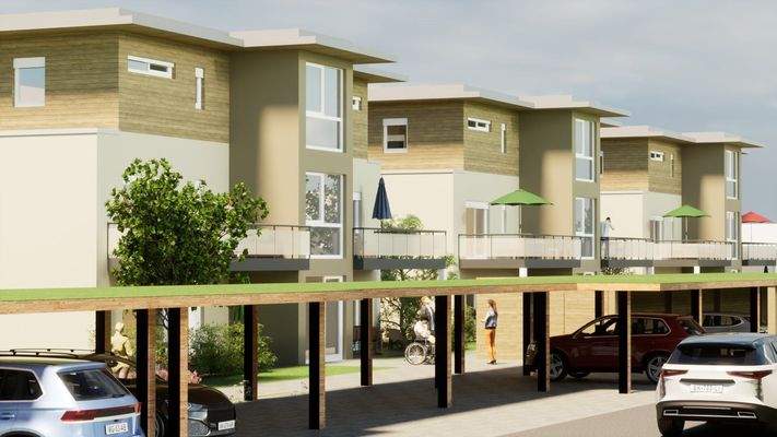 Frontansicht mit Carport