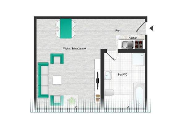 1-Raum-Wohnung- DG