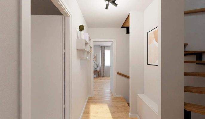 Im Obergeschoss finden Sie Platz für Bilder an Ihren Wänden