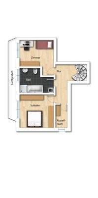Schlafetage Whg. 1 (nicht maßstabsgetreu - kann vom Original abweichen)