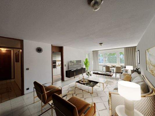 Wohnzimmer grafisch bearbeitet