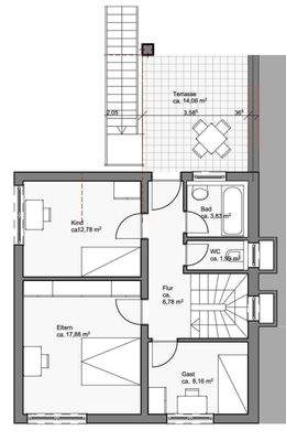 Erdgeschoss mit Zugang zur Terrasse und Garten