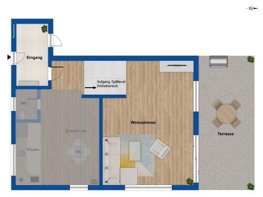 Grundriss 1. Ebene Wohnen