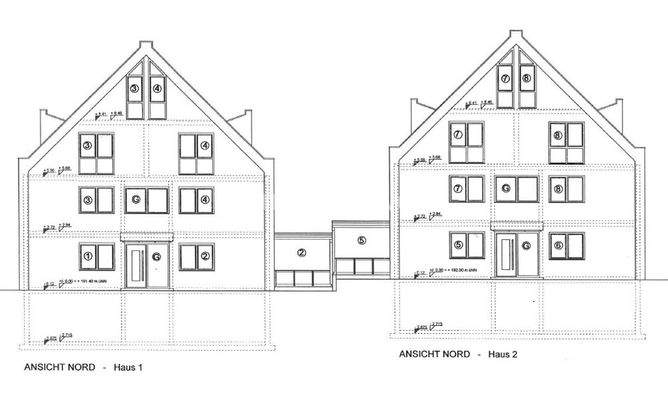 Vorderansicht Bauzeichnung (Nordwesten)