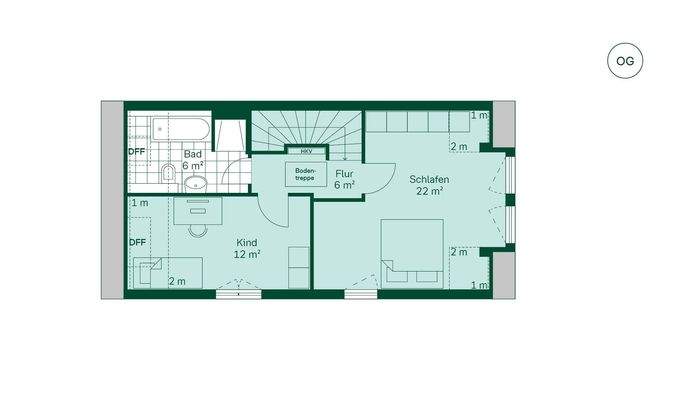 Grundriss vom Reihenhaus im Projekt Pütnitzwiese