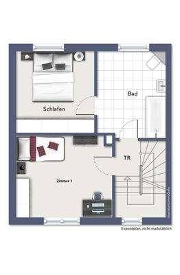 Grundriss beispielmöbliert Obergeschoss