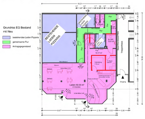 Grundriss Ist-Zustand Nutzungsänderung Restaurant