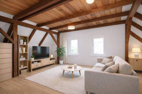 KI-generiert Wohnzimmer Dachgeschoss