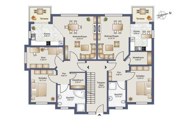 Grundriss EG WE 1 und 2