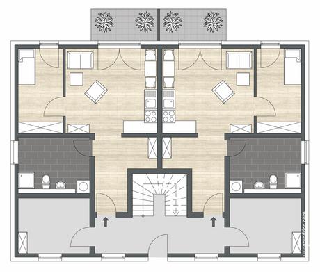 Grundriss Erd- und Obergeschosswohnungen