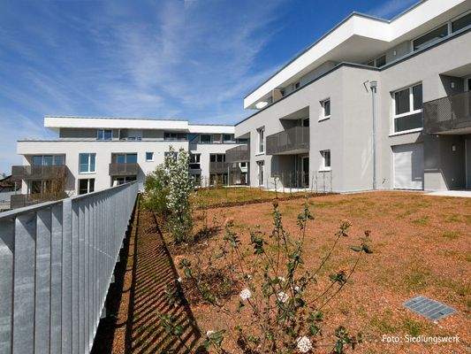 Blick auf Haus 1 und 2