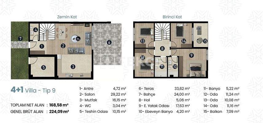 New Villas in a Complex with Rich Amenities in İzmir Karşıyaka