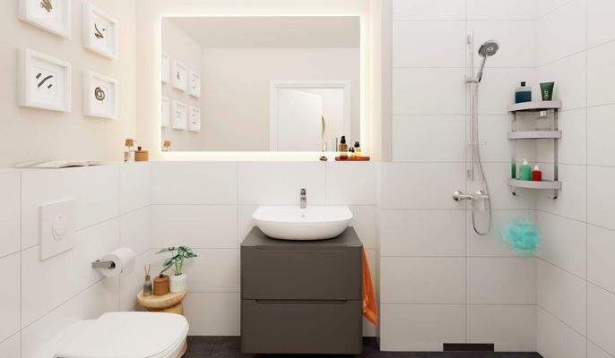 Modernes Badezimmer mit bodengleicher Dusche