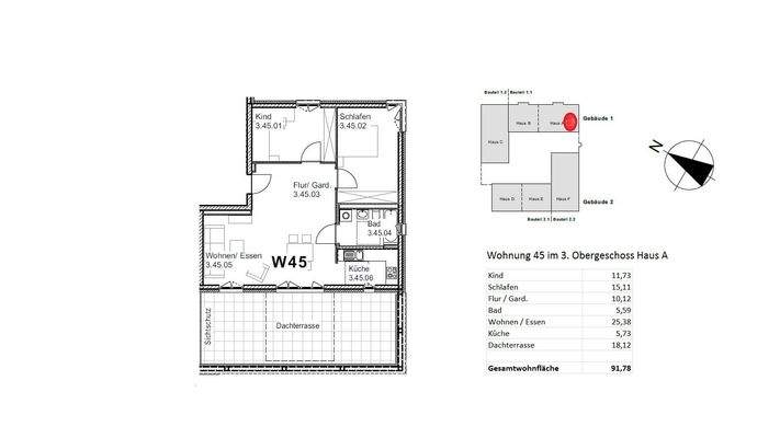 Einzelgrundriss Wohnung 45