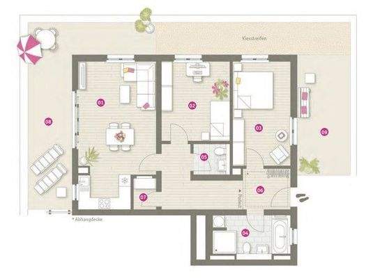 Penthouse-Grundriss 107m²