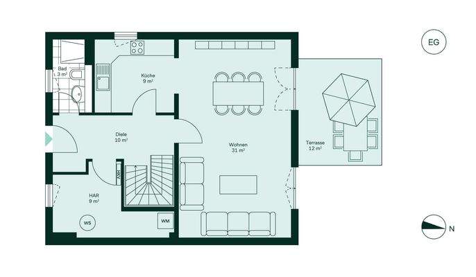 Großzügiges Erdgeschoss mit offener Küche