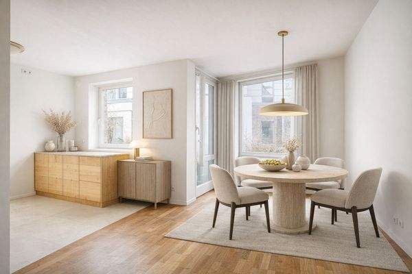 Großzügiges Zimmer mit Fensterfront und Zugang zum Außenbereich - Visualisierung