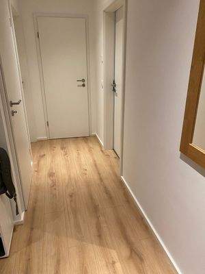 Flur im Erdgeschoss mit Abstellraum unter der Treppe 