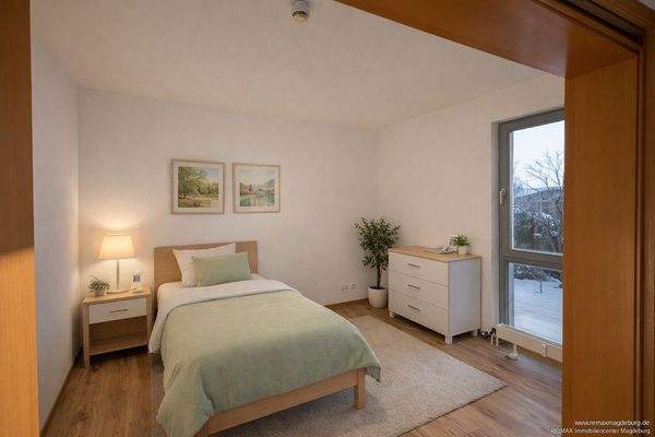 Schlafzimmer mit Mustermöblierung