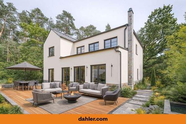 Designer-Landhausvilla mit visualiertem Außenbereich 