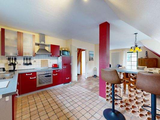 Offene Küche im Obergeschoss