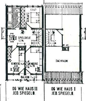 Grundrissplan Ober- u. Dachgeschoss