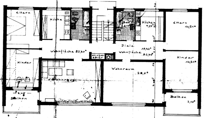 exempl. Grundriss Wohnungsaufteilung