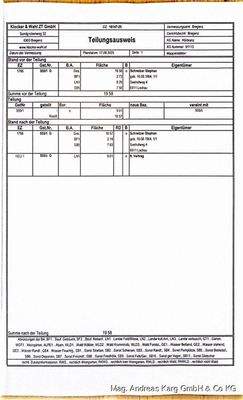 Amtlicher Teilungsausweis Grundstück