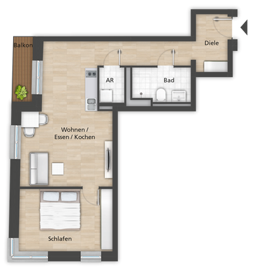 PP_Grundrisse_FUE_Simonstr65_Whg-OG03-27, 2 Zimmer
