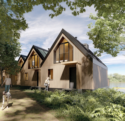 Ansicht Wasser Chalets.