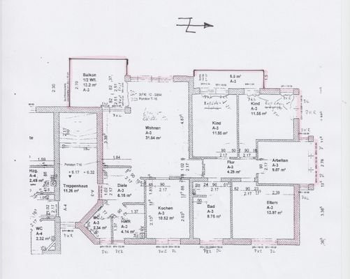 Grundriss 5-Zimmer-Wohnung 1. Obergeschoss