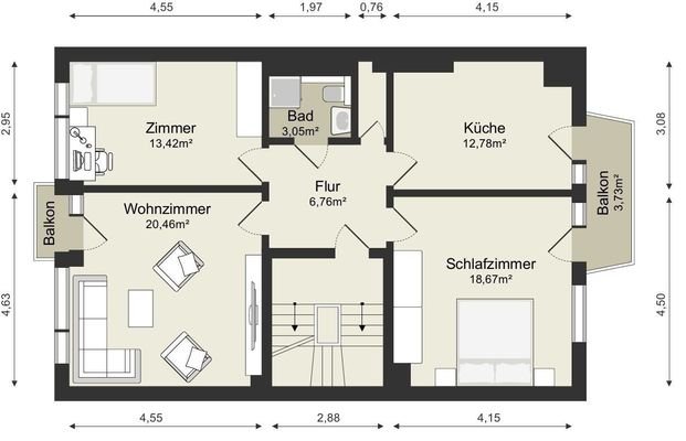 Grundriss 1.OG und 2.OG