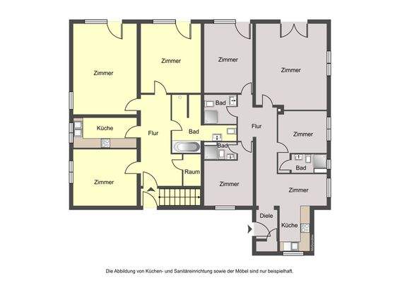 Grundriss EG Wohnung 1(rechts) und Wohnung 2 (links)