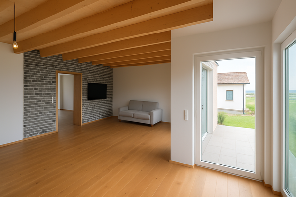 Wohnzimmer von der Balkontür aus