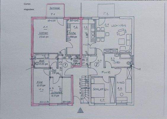 Erdgeschoss, Terrasse und Garten 