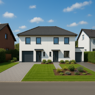 Visualisierung Baugrundstück mit Stadtvilla (Beispiel)