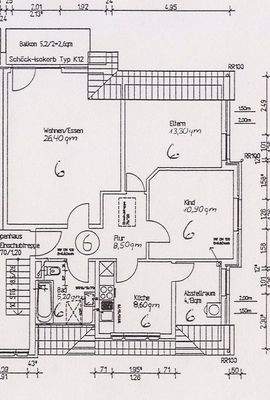 Grundriss 3-Zimmer-Wohnung