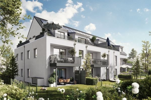 Optimale West-Ausrichtung der Balkone u. Terrasse 