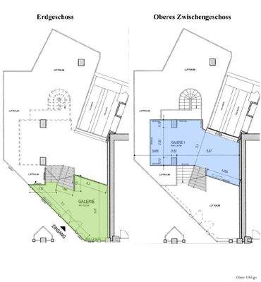 Grundrisse Erdgeschoss und oberes Zwischengeschoss