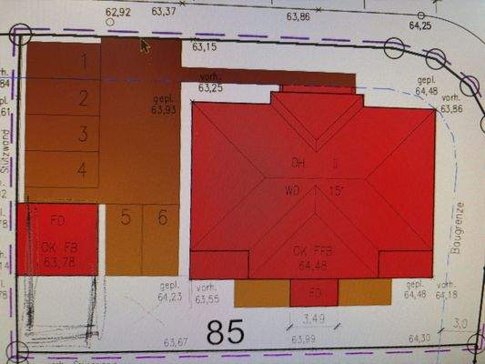 Bauplan mit Gebäuden