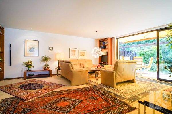 ...Panoramablick in den Wald und...