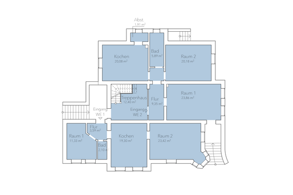 Grundrissskizze Villa Erdgeschoss