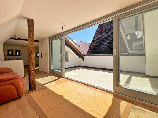 Schiebetür und Dach offen