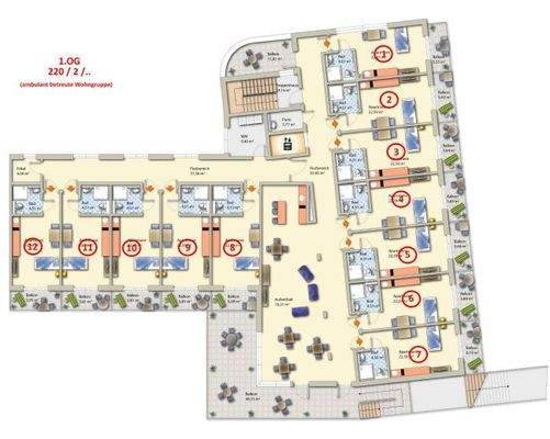 Grundrisse und Aufteilung im 1.OG