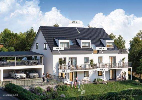 Visualisierung Aussenansicht mit Wohneinheiten