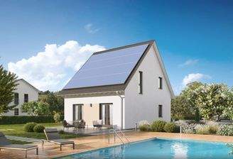 Hausansicht Garten Satteldach